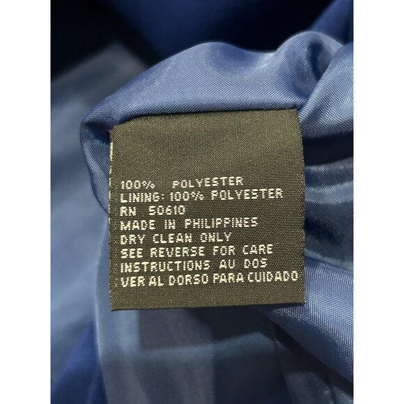 Vintage Le Suit II Double Breasted Blazer Jacket Blue Sz 18 Black Trim Formal - Picture 7 of 10